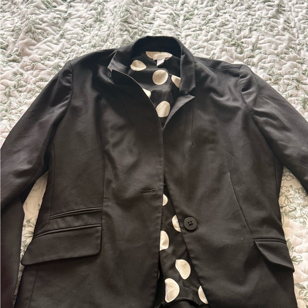 Chico's Black Blazer with Polka Dot Lining